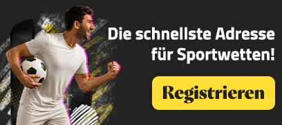 Online Sportwetten Schweiz Darstellung mit jubelndem Spieler und Registrieren Button